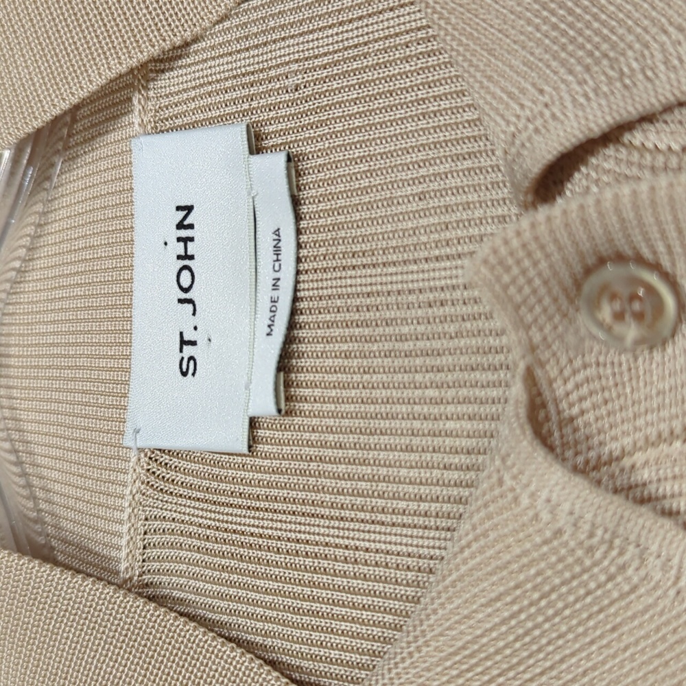 St. John Button Front Ribbed Knit Top - Picture 2 of 10